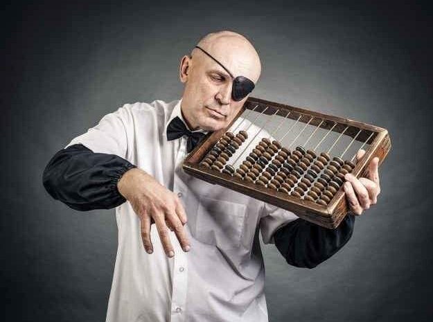  One-eye accountant is listening to its abacus no matter what