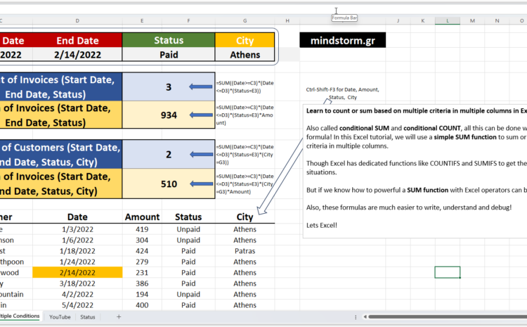  Count or Sum based on multiple criteria in multiple columns in Excel