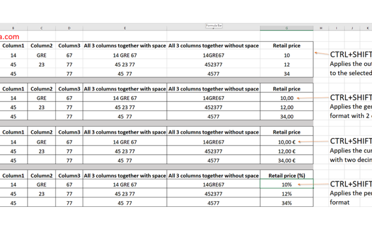  Keyboard excel shortcuts