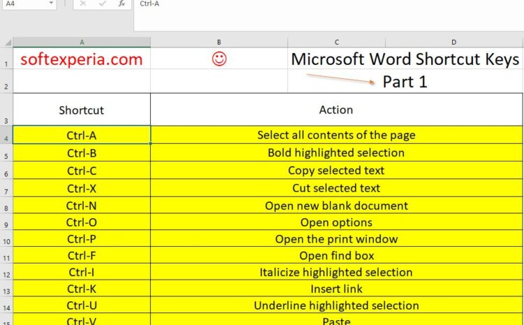  Microsoft Word Shortcut Keys – Part 1