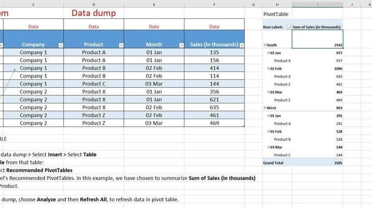 Example of Pivot Table – Excel