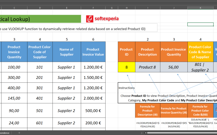  How to use VLOOKUP function to dynamically retrieve related data based on a selected Product ID